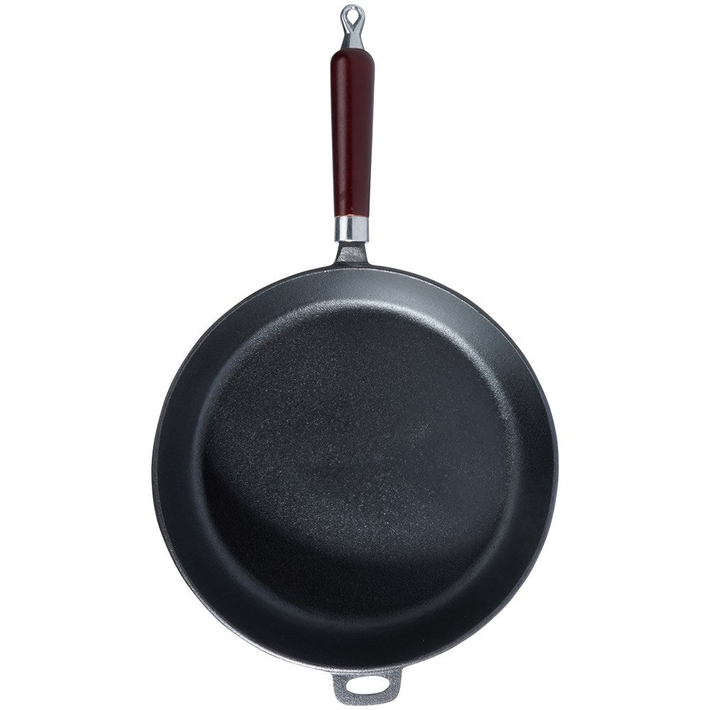 Cast iron pan 30 cm with wooden handle for all cooking