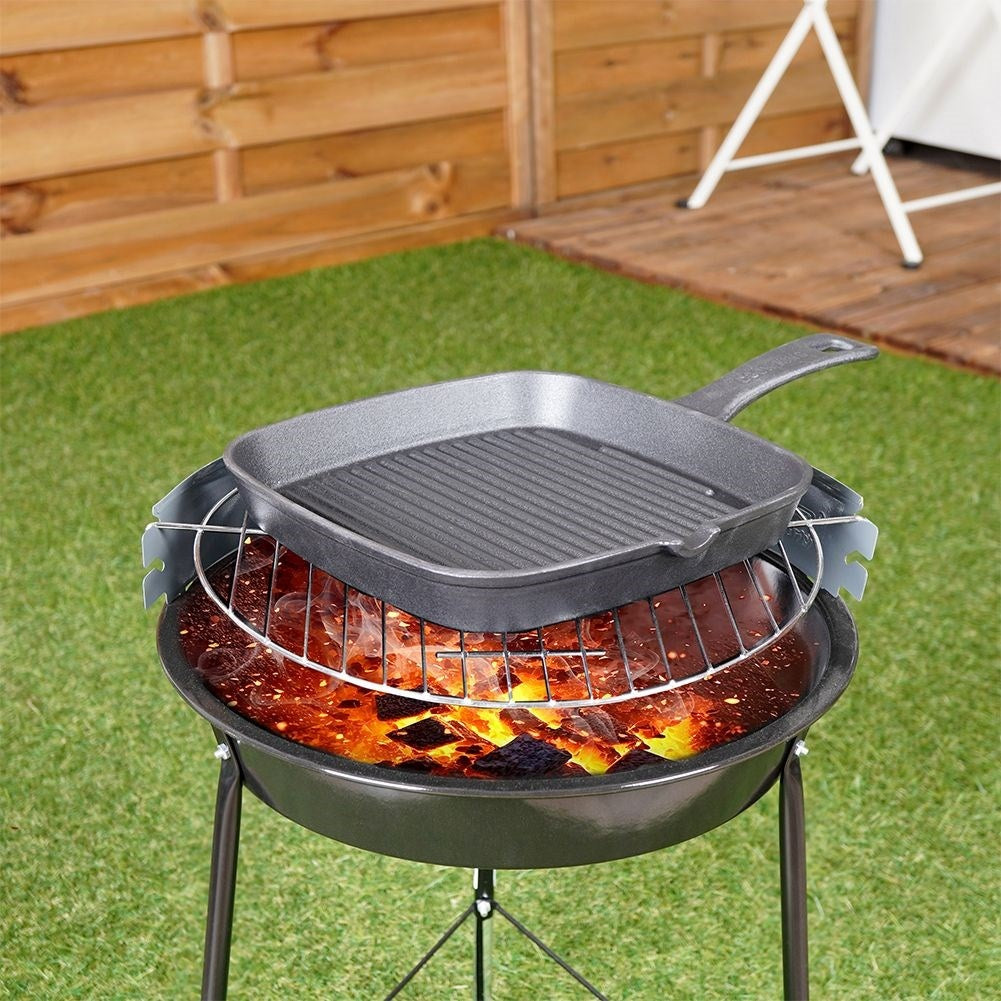 Cast iron pan for cooking on stove, oven and open fire