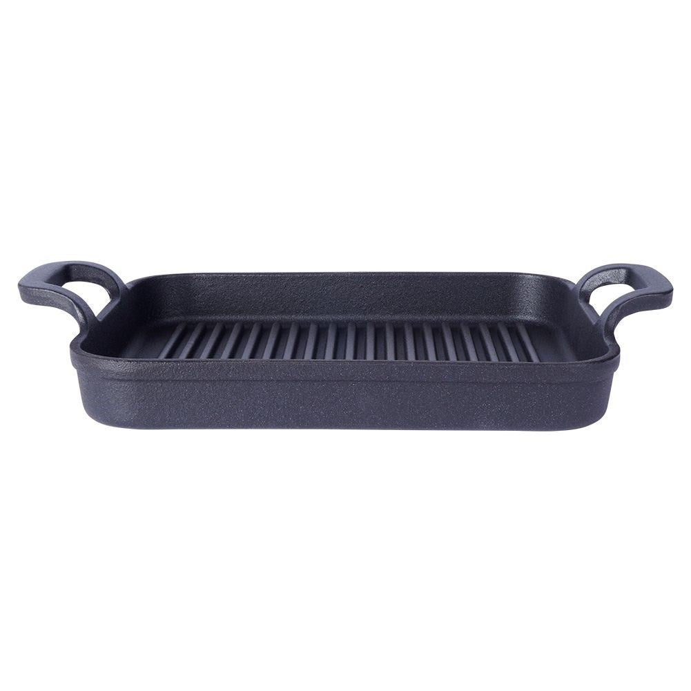 Cast iron pan for grilled dishes on the stove, oven and open fire