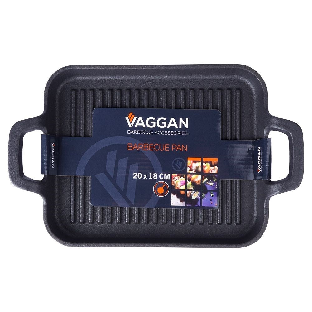 Cast iron pan for grilled dishes on the stove, oven and open fire