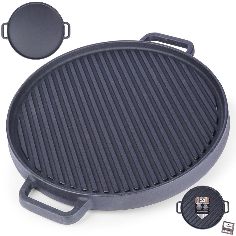 Cast iron pan for meat, vegetables and potatoes in oven or fire