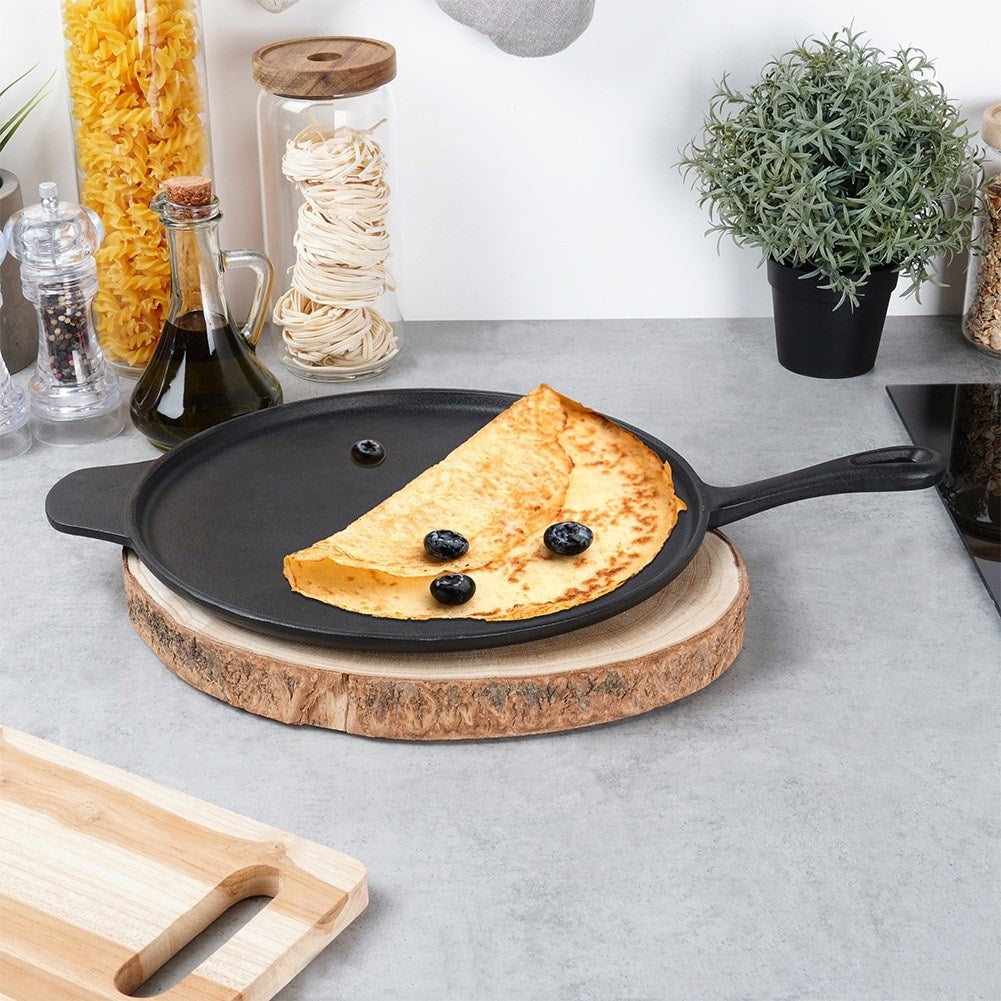 Cast iron pan for pizza, pancakes, plates and tortillas