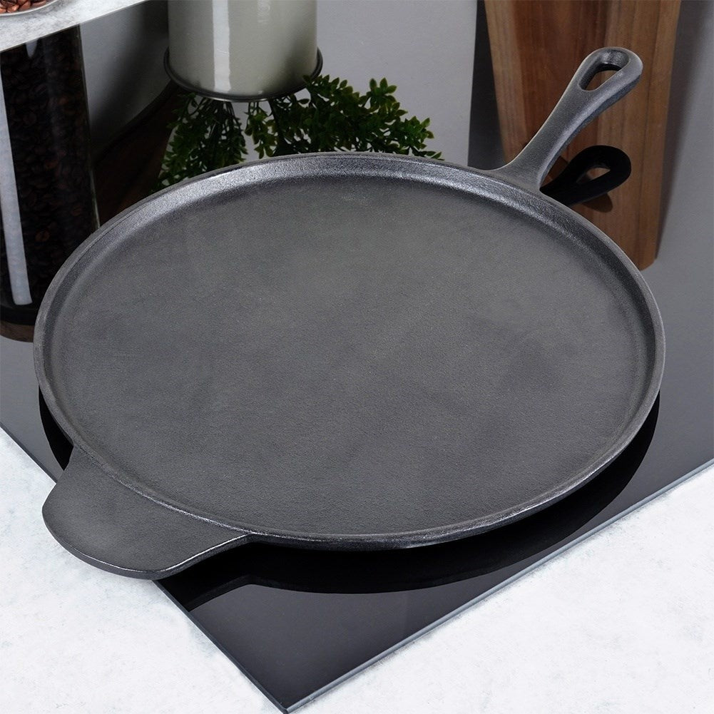Cast iron pan for pizza, pancakes, plates and tortillas