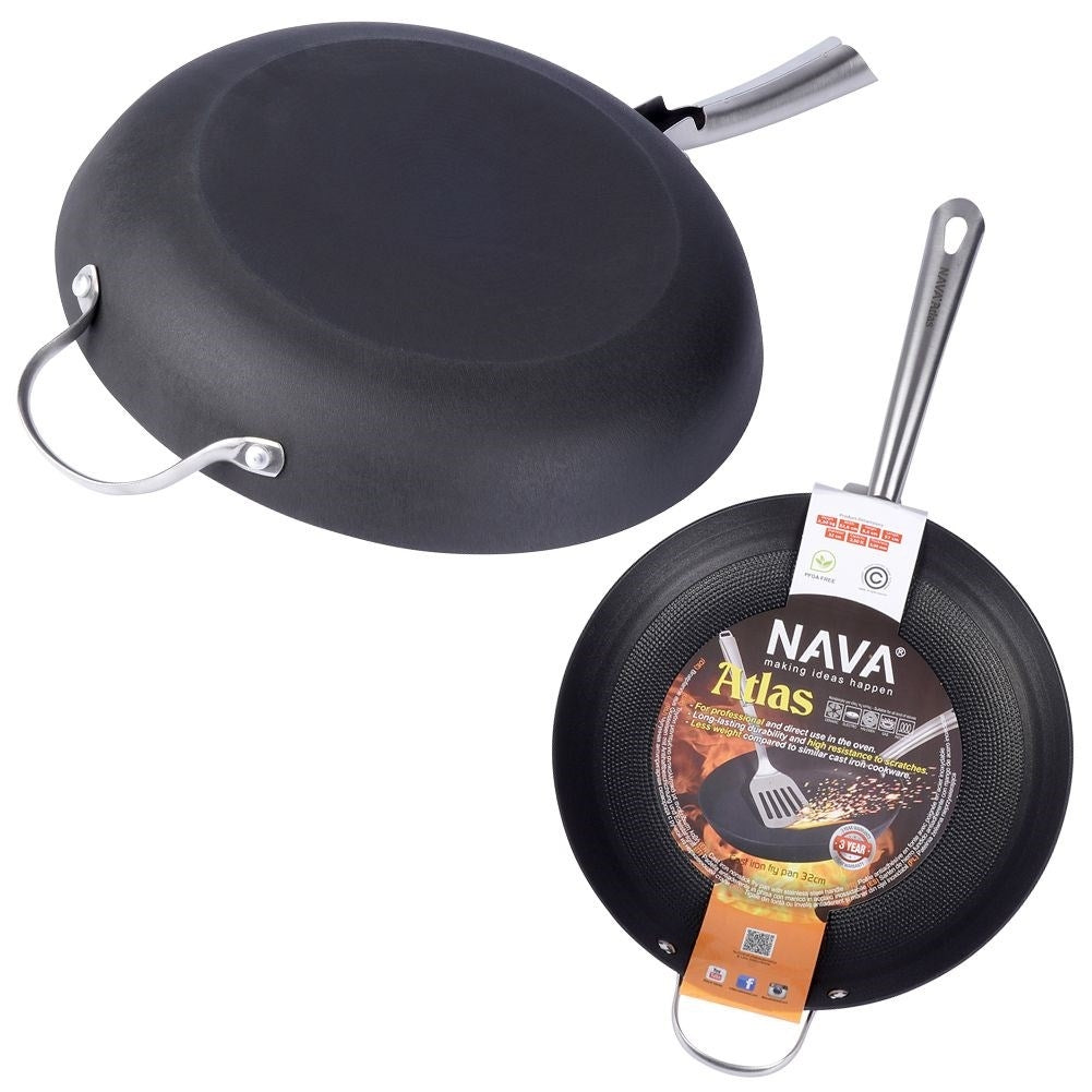 Cast iron pan with durable non-stick coating