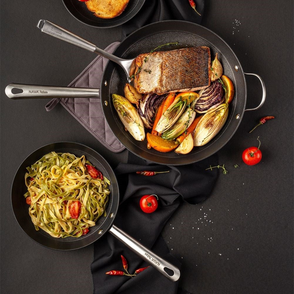 Cast iron pan with durable non-stick coating