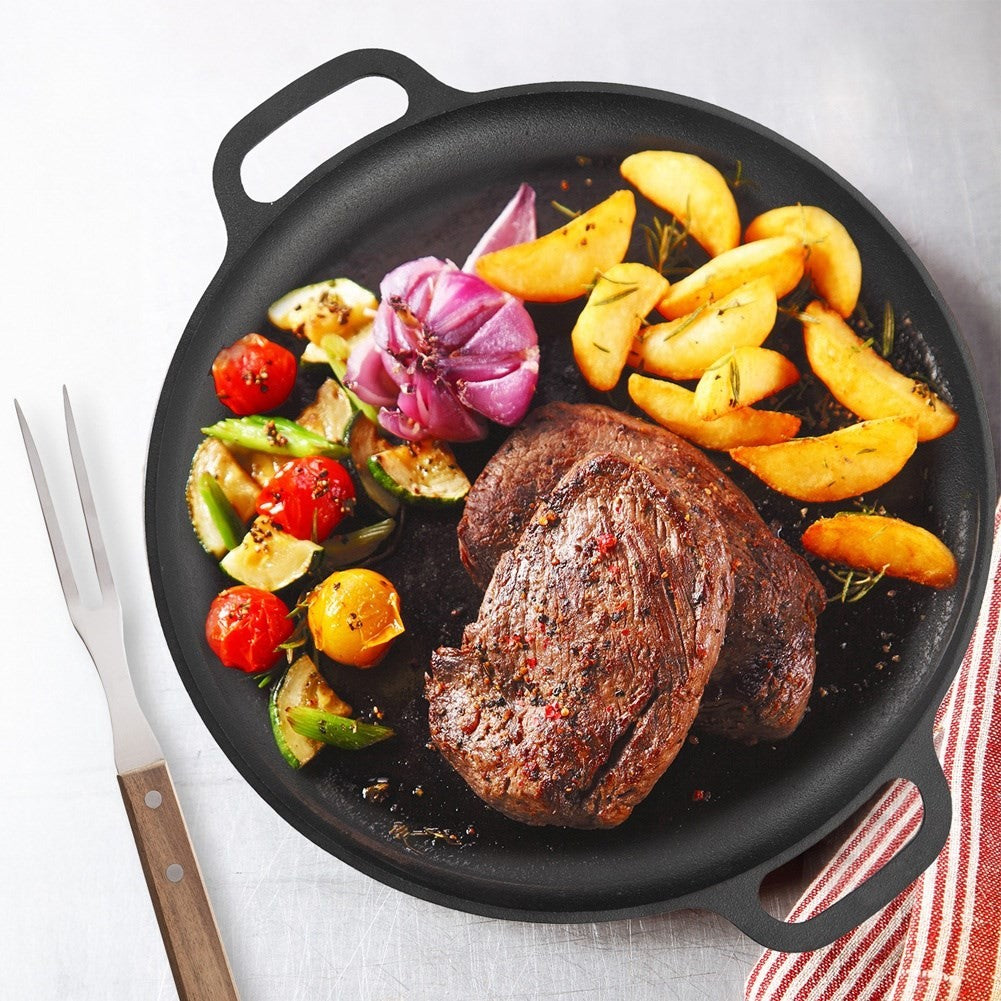 Cast iron pan with handle for oven, stove and open fire