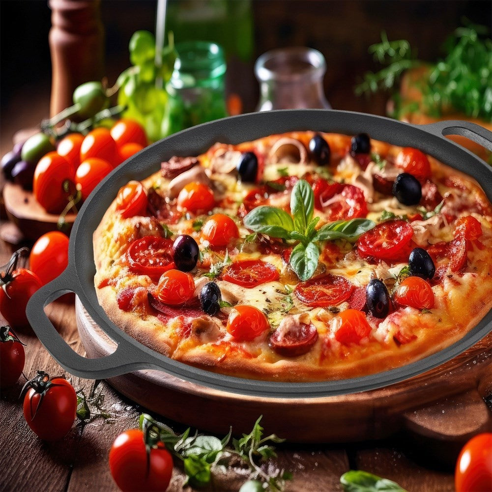 Cast iron pan with handle for oven, stove and open fire
