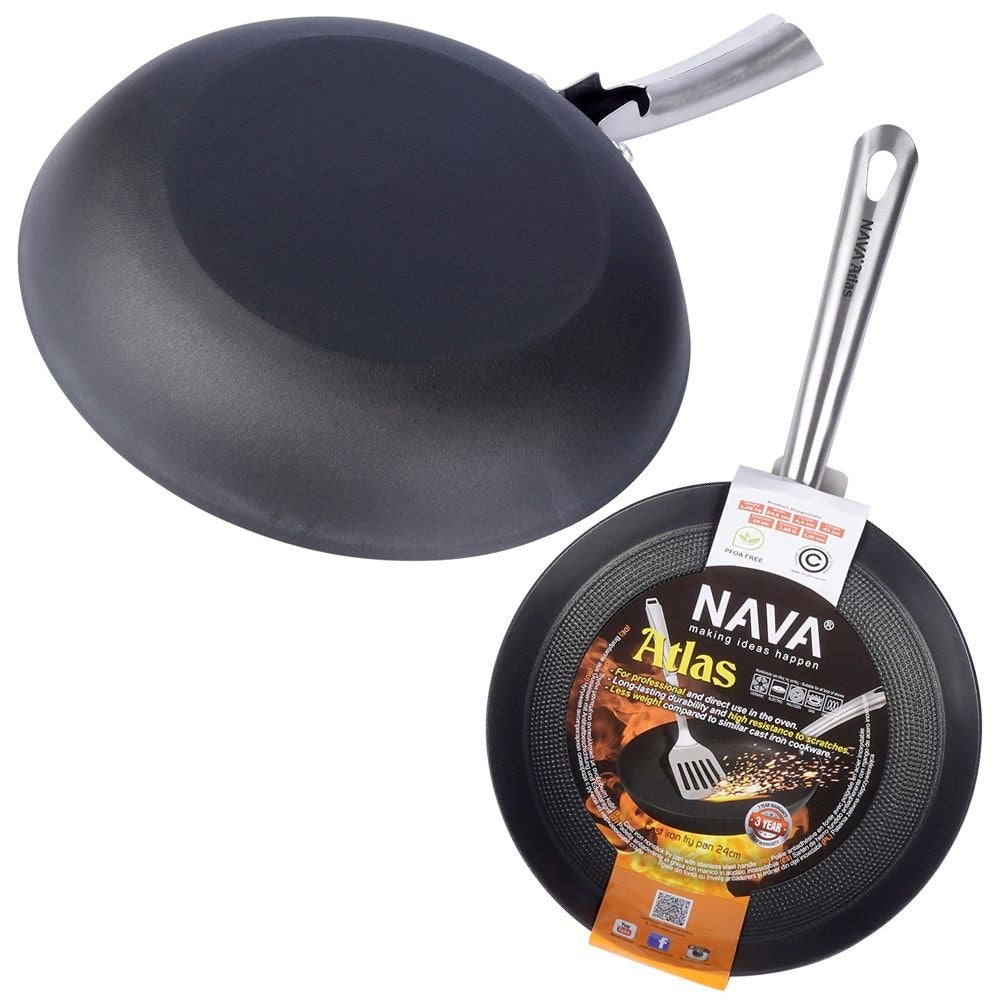 Cast iron pan with non-stick for frying and oven use