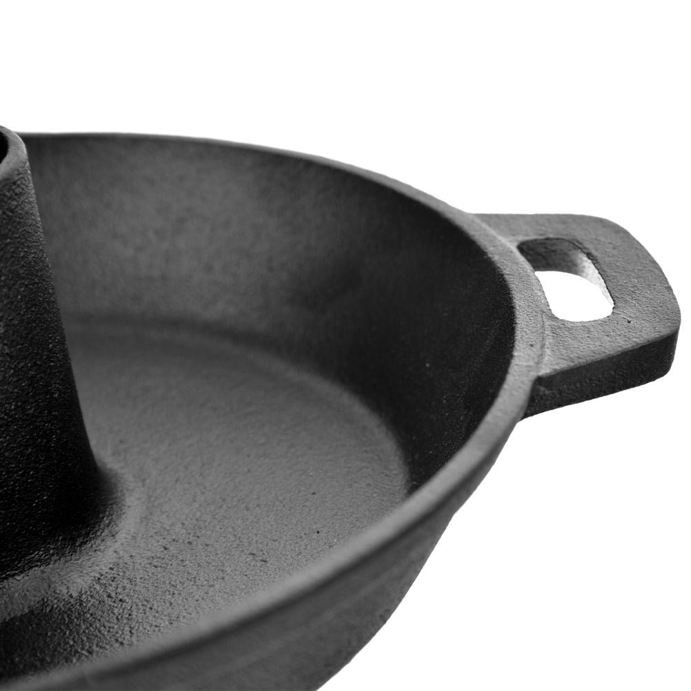 Cast iron pan with rack for chicken and baking