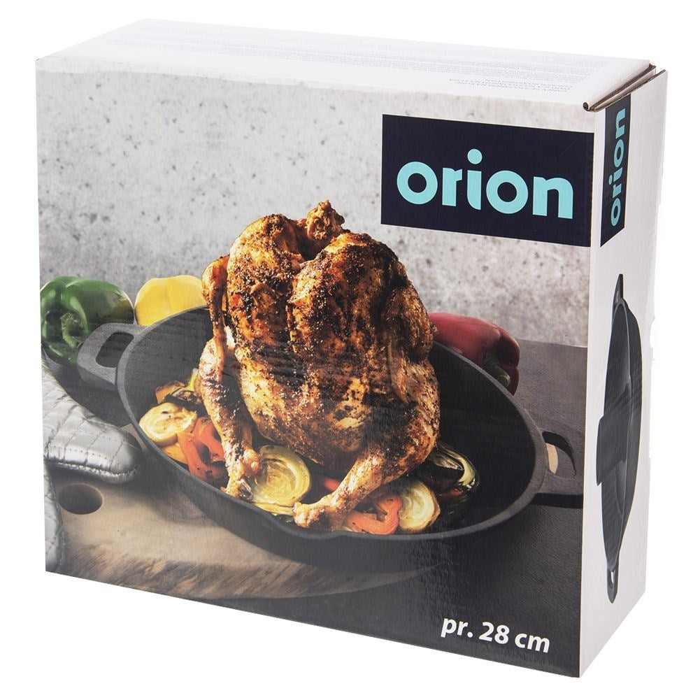 Cast iron pan with rack for chicken and baking