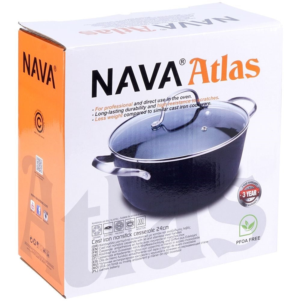 Cast iron pot 4L, non-stick, lid, stove & dishwasher safe