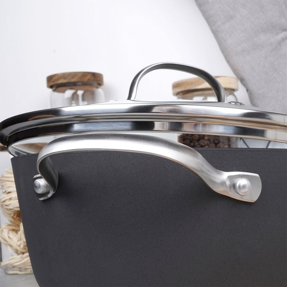 Cast iron pot 4L, non-stick, lid, stove & dishwasher safe