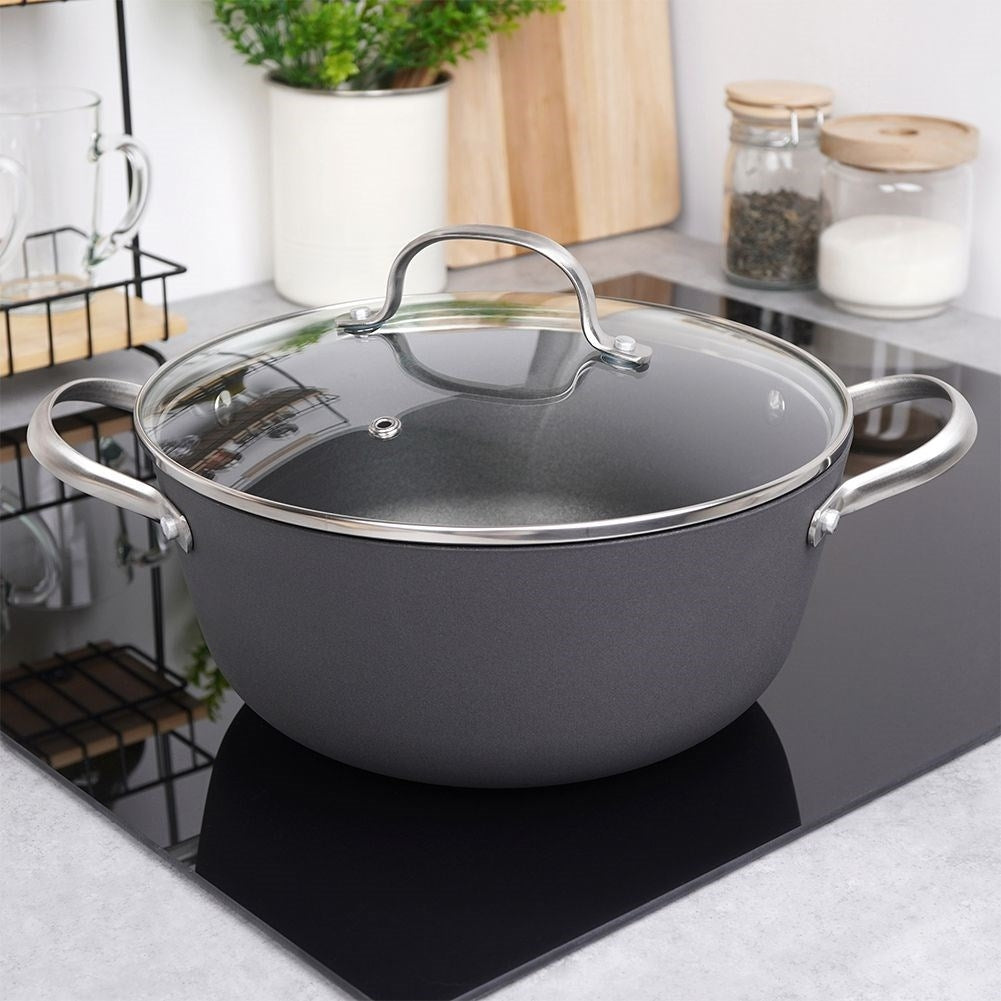 Cast iron pot 4L, non-stick, lid, stove & dishwasher safe