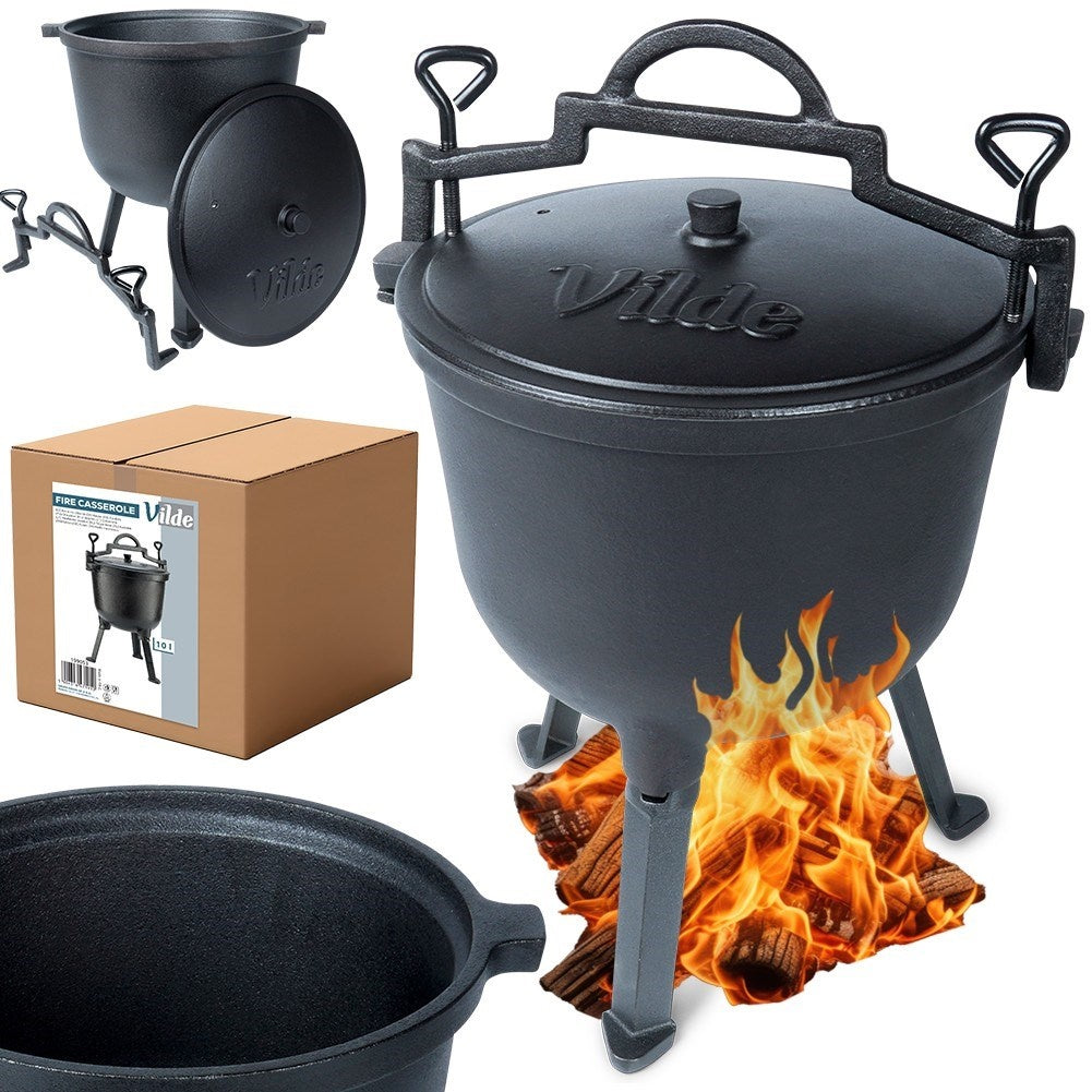 Cast iron pot on legs with lid - 10 litres
