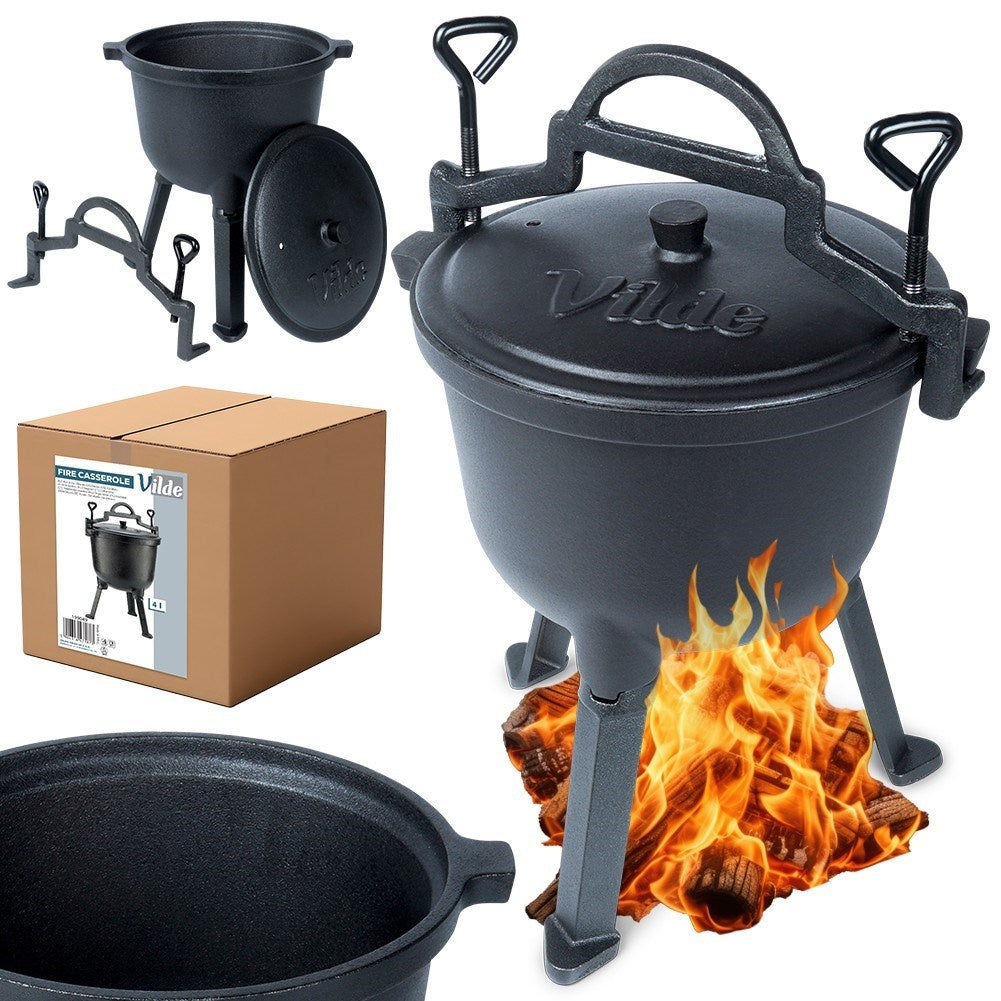Cast iron pot with lid - 4L, for open fire