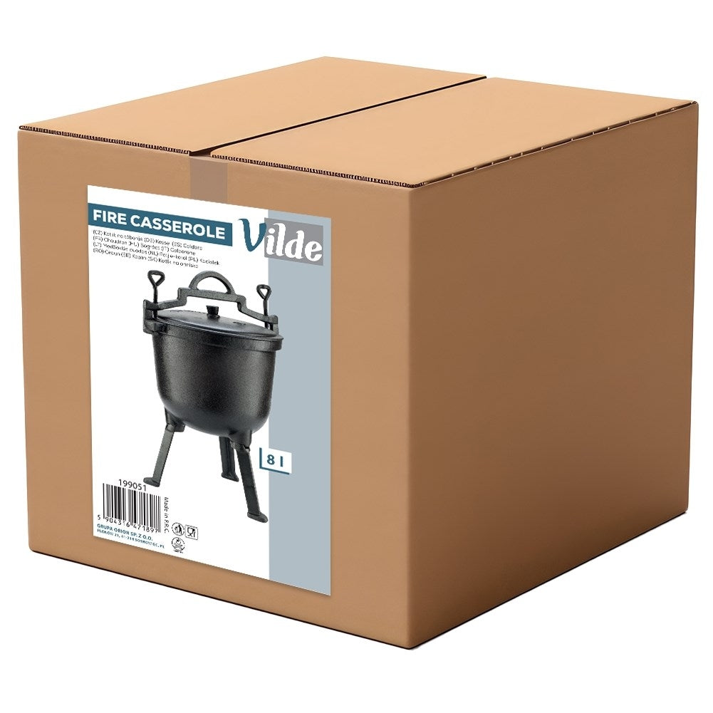 Cast iron pot with lid and legs, 8 litres