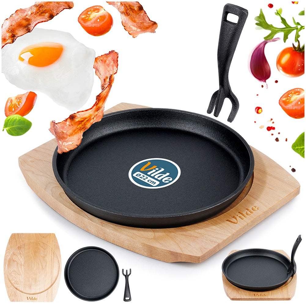 Cast iron serving pan with board CAST LINE 22 cm