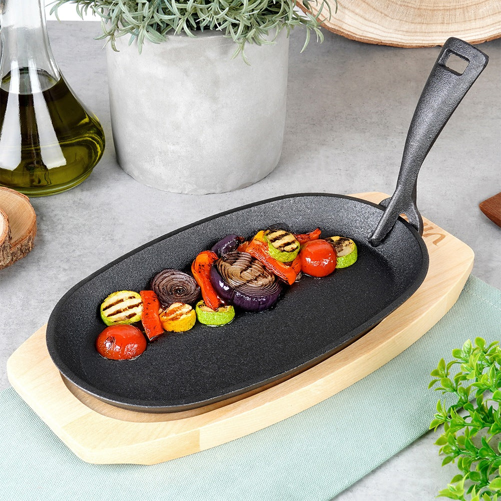 Cast iron serving pan with board CAST LINE 24x14 cm