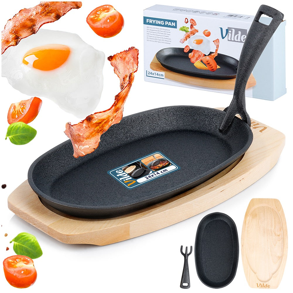 Cast iron serving pan with board CAST LINE 24x14 cm