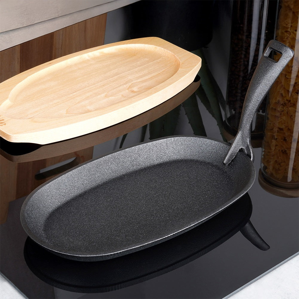 Cast iron serving pan with board CAST LINE 24x14 cm
