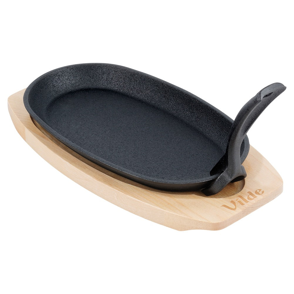 Cast iron serving pan with board CAST LINE 24x14 cm