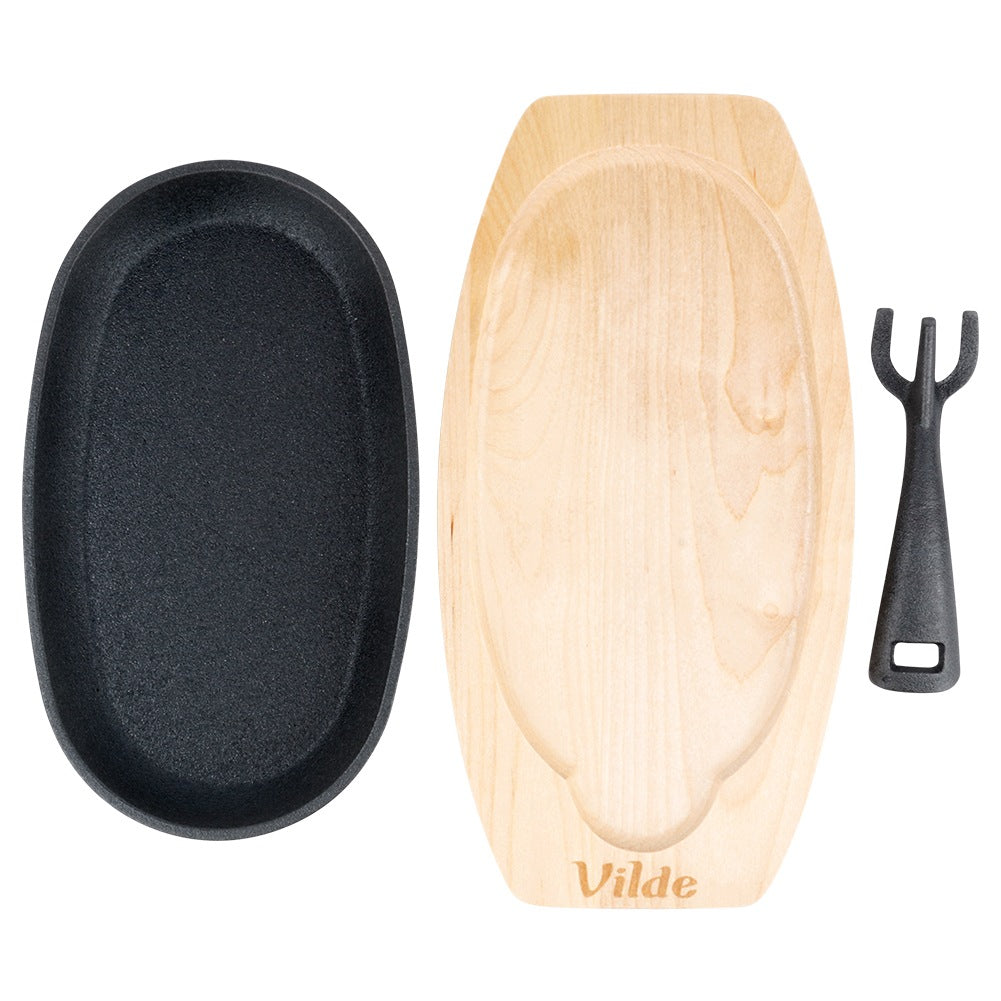 Cast iron serving pan with board CAST LINE 24x14 cm
