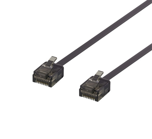 Cat6a U/UTP Network cable flat RJ45 black 500MHz 1M
