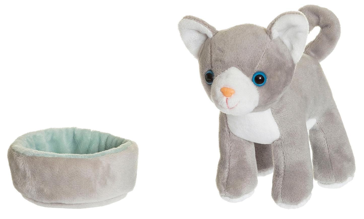 Cat Plush Playset with Box, Bowl, Fish, and Ball