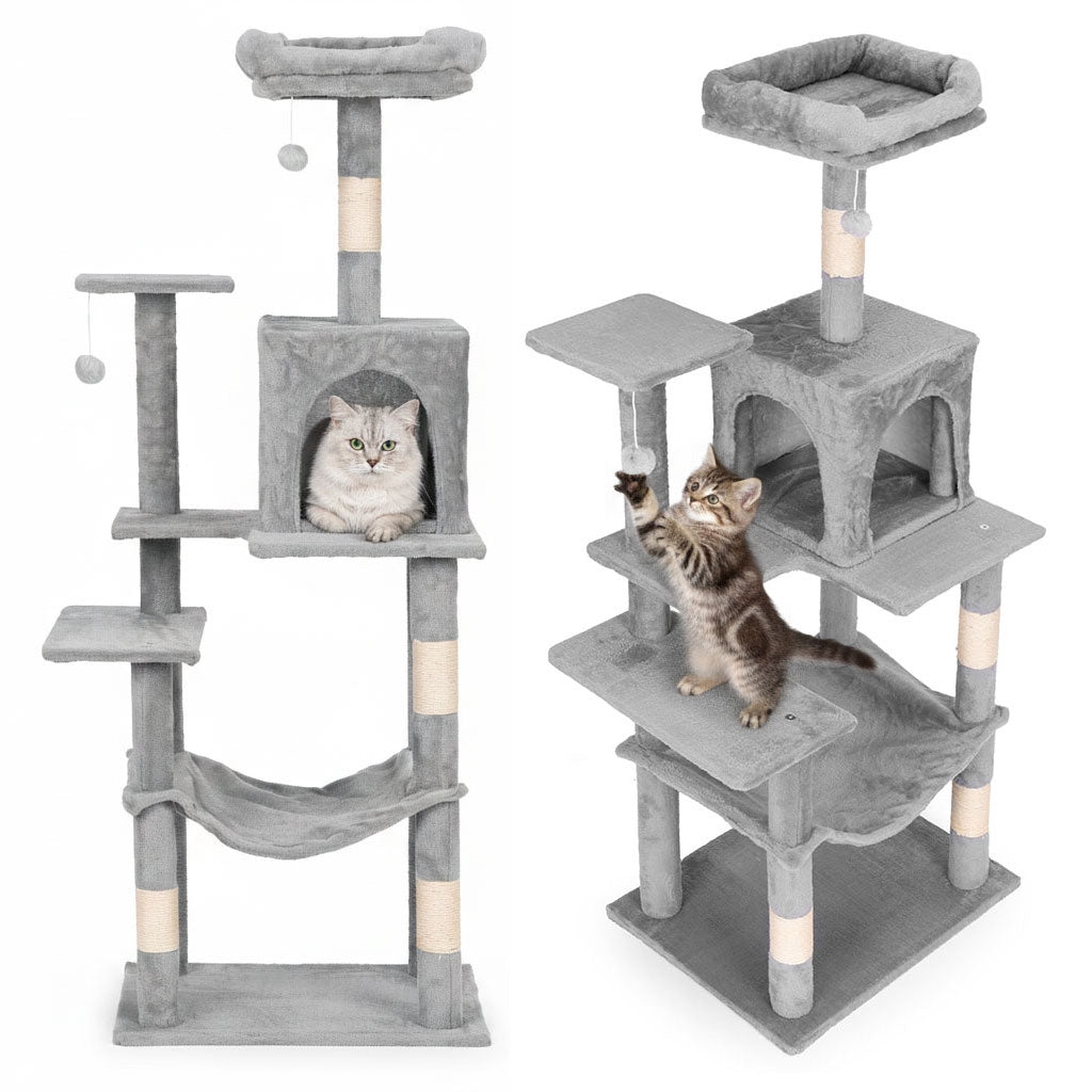 Cat Scratching Post Tower with Hammock, 146 cm, Gray