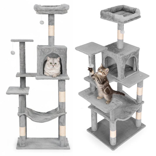 Cat Scratching Post Tower with Hammock, 146 cm, Gray