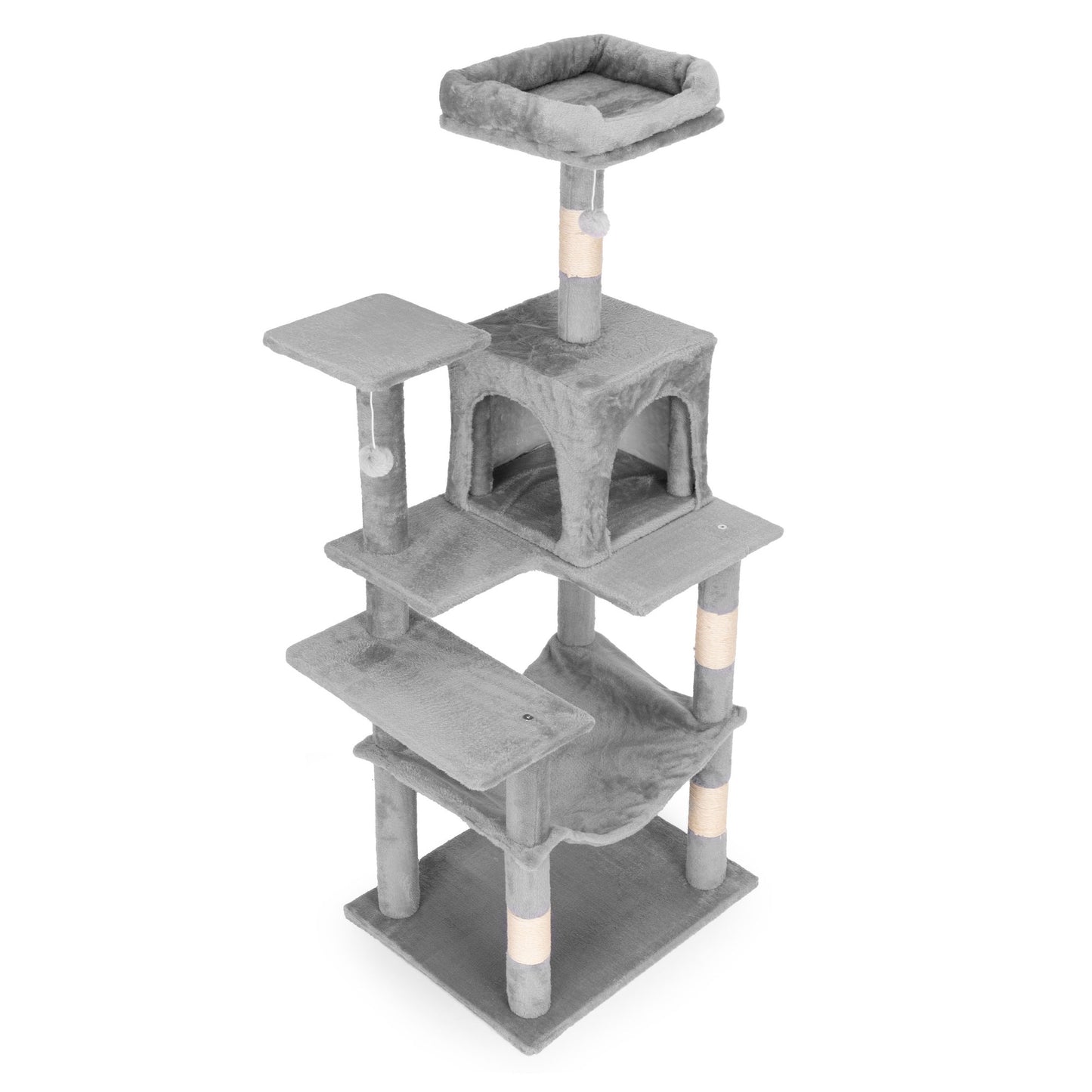 Cat Scratching Post Tower with Hammock, 146 cm, Gray