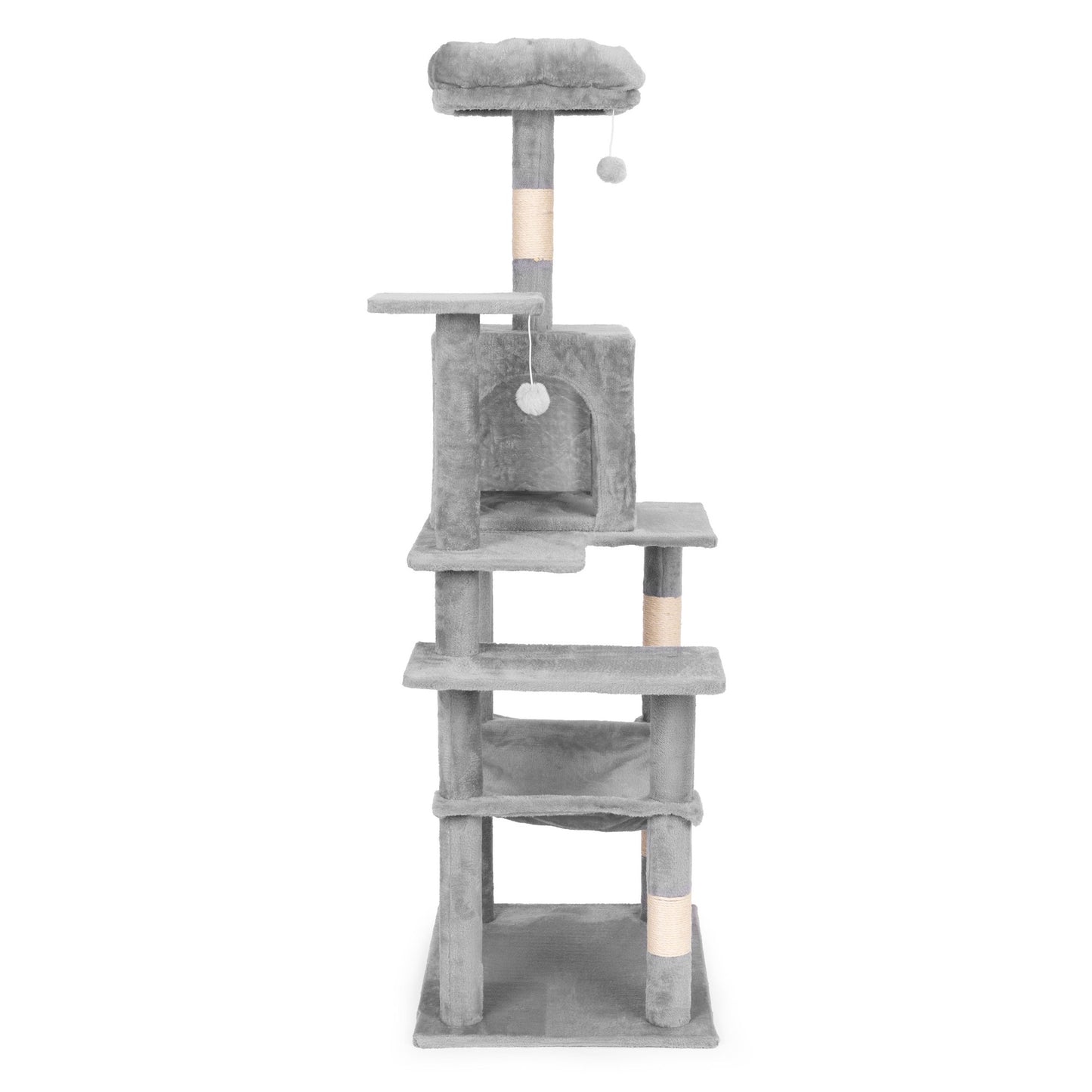 Cat Scratching Post Tower with Hammock, 146 cm, Gray