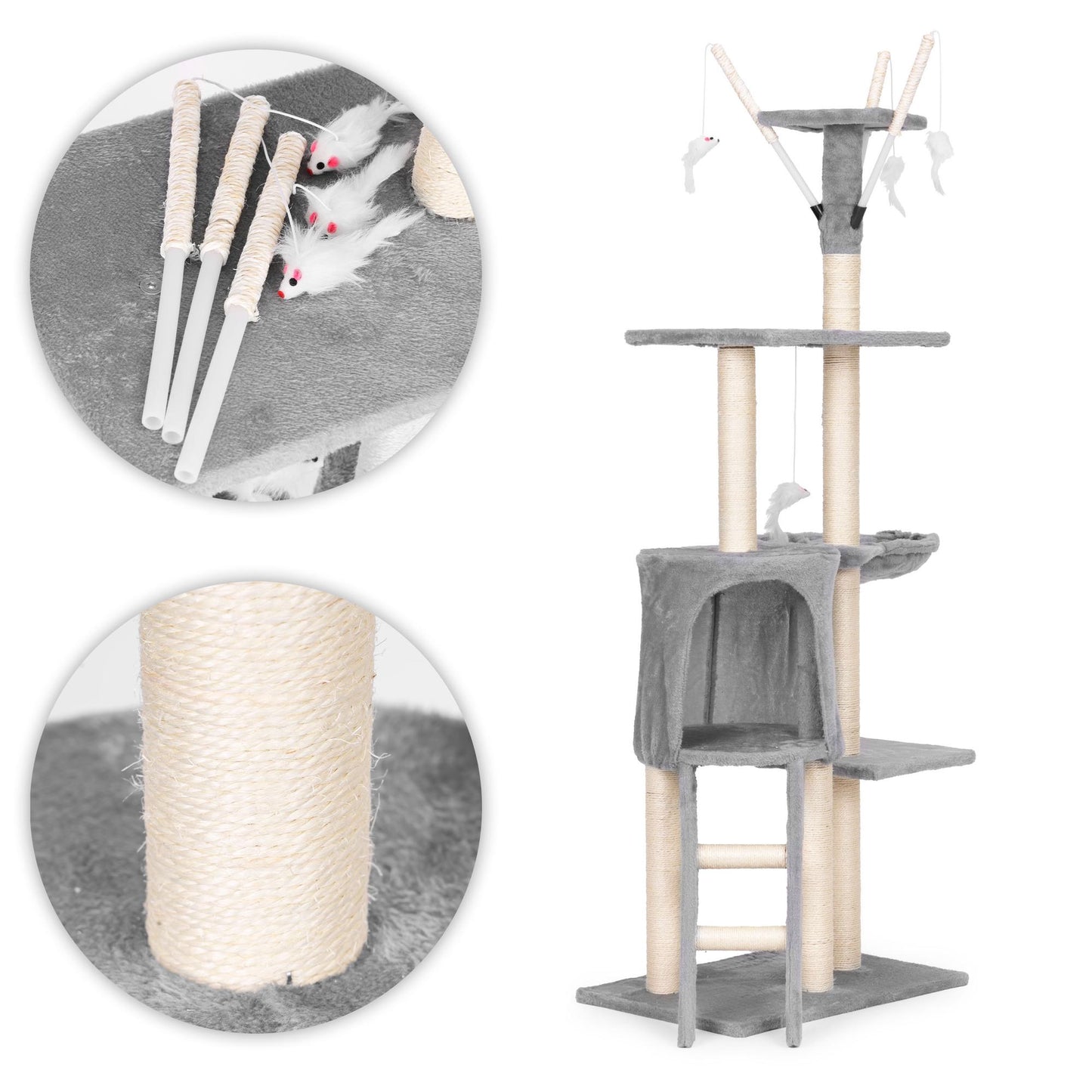 Cat Scratching Tower with Hammock and Sisal Posts, 134 cm