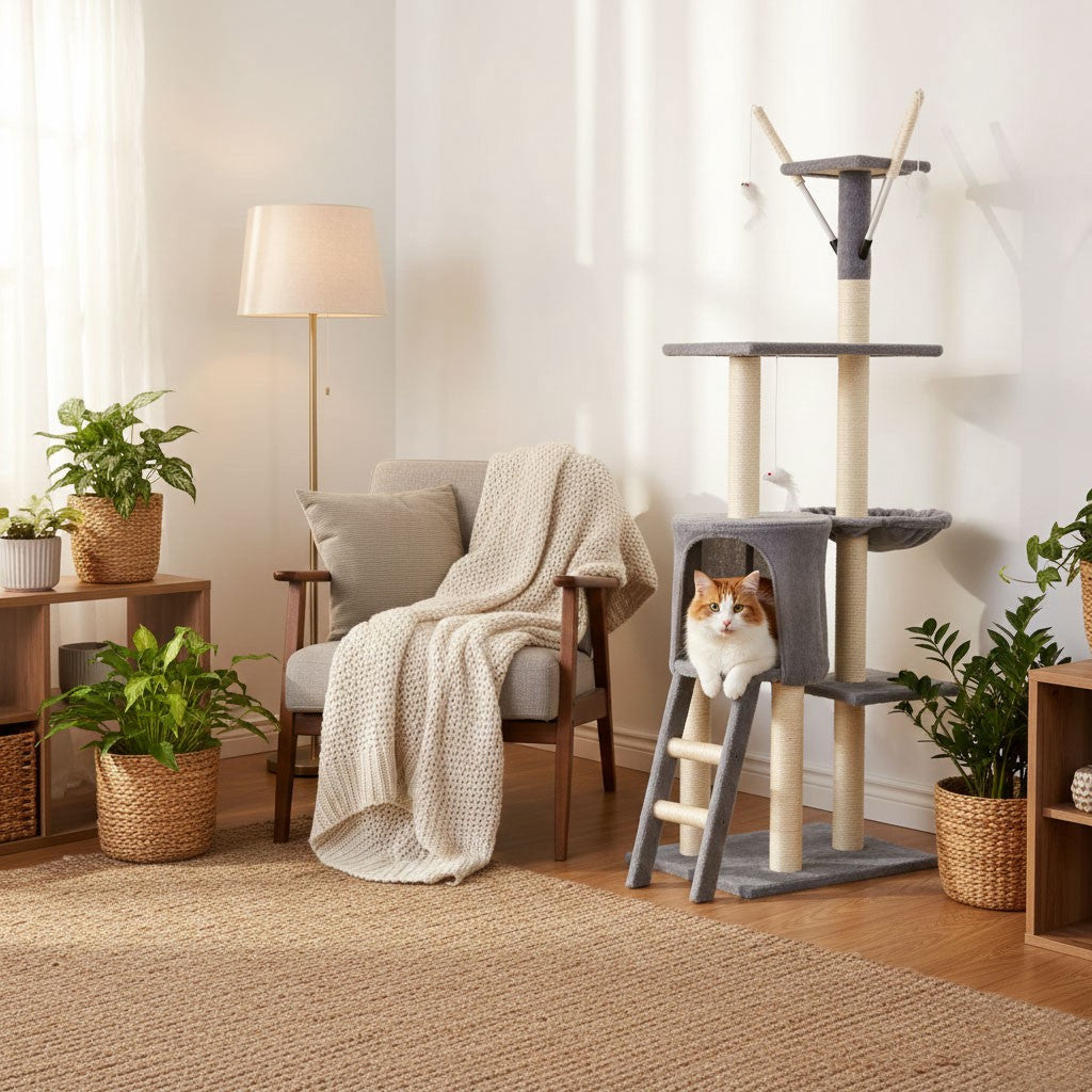 Cat Scratching Tower with Hammock and Sisal Posts, 134 cm