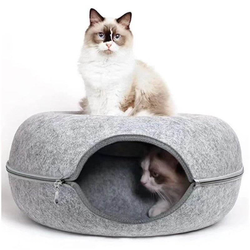 Cat bed donut tunnel bed 50cm - gray