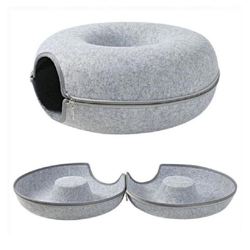 Cat bed donut tunnel bed 50cm - gray