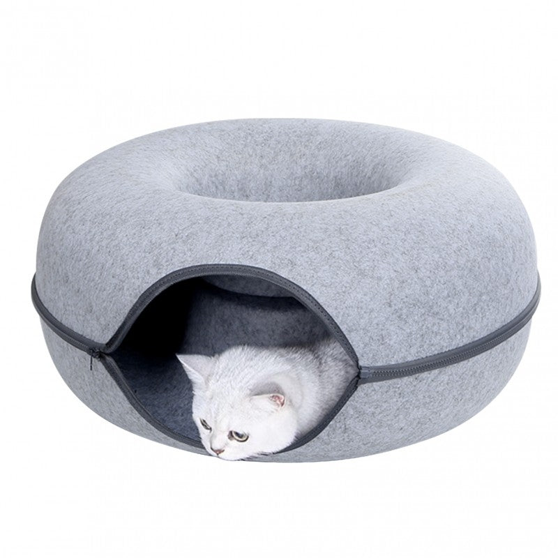 Cat bed donut tunnel bed 50cm - gray