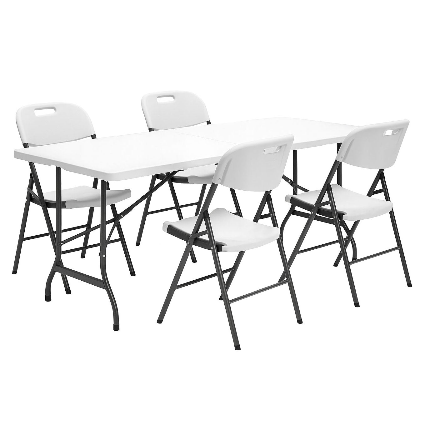 Catering Set – Folding Table + 4 Chairs HDPE White MultiGarden