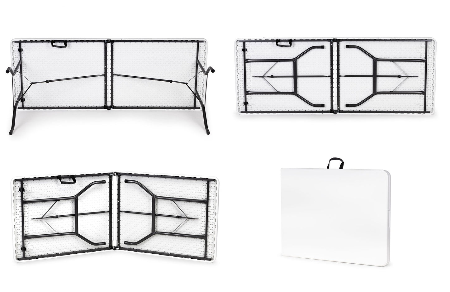 Catering Set – Folding Table + 4 Chairs HDPE White MultiGarden