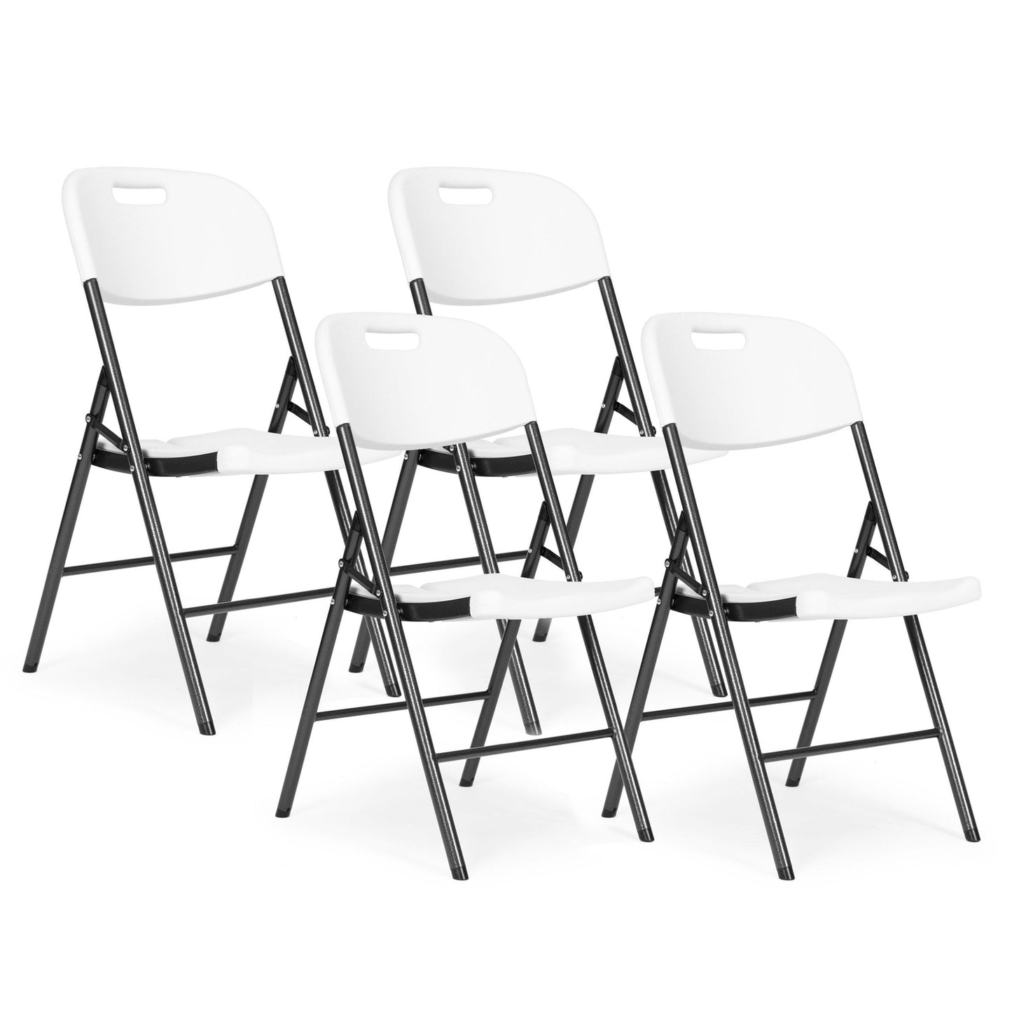 Catering Set – Folding Table + 4 Chairs HDPE White MultiGarden