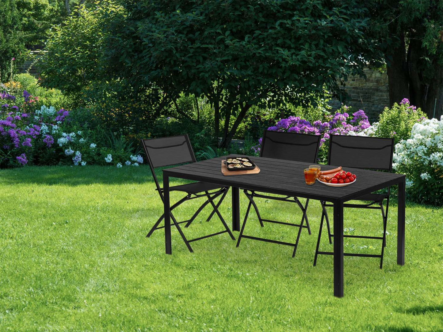 Catering garden table 156 x 78 cm Black