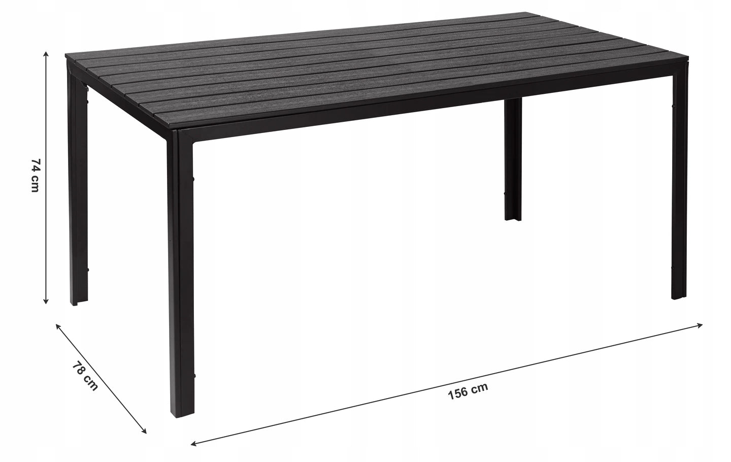 Catering garden table 156 x 78 cm Black