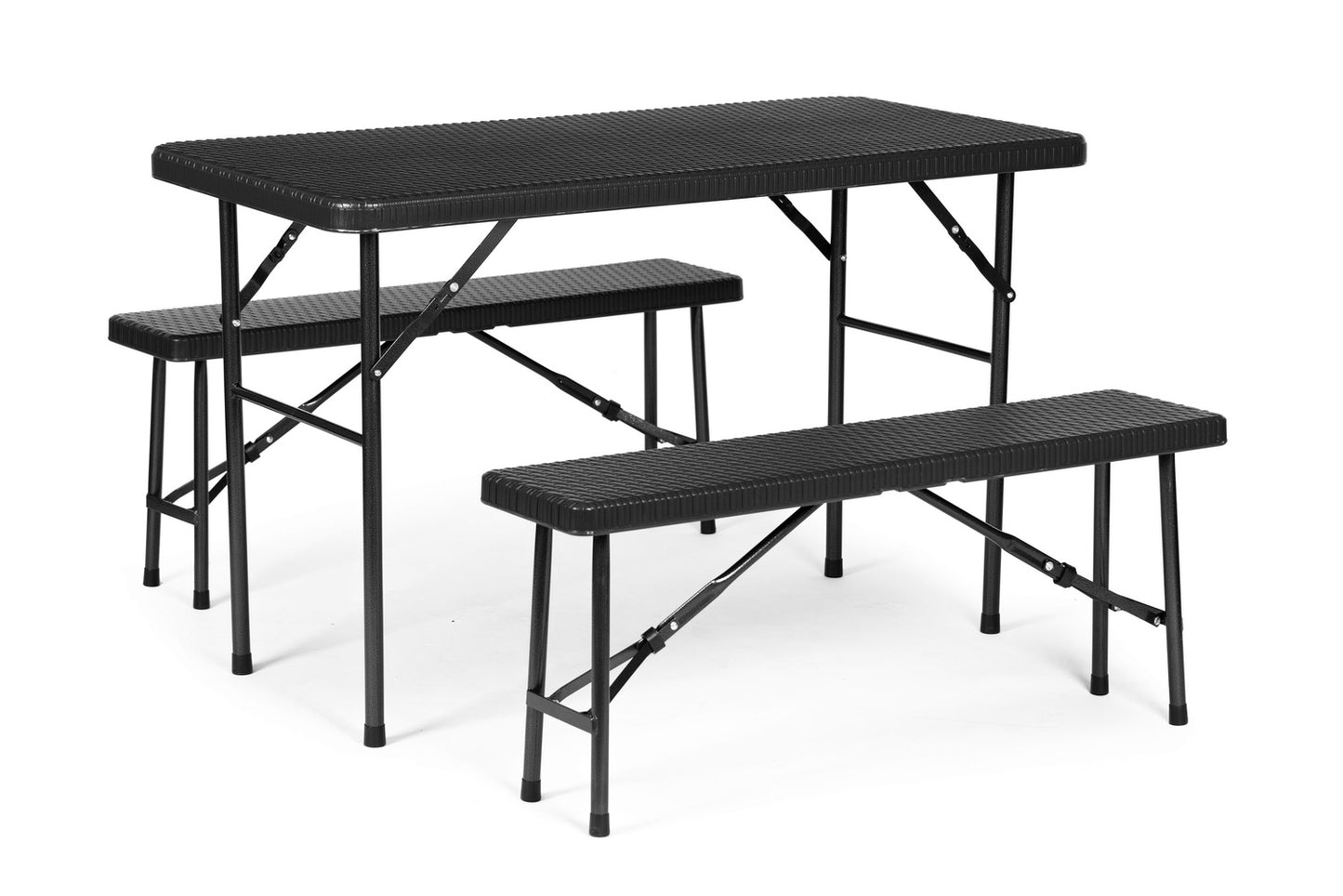 Catering set 120 cm table 2 benches banquet set - BLACK