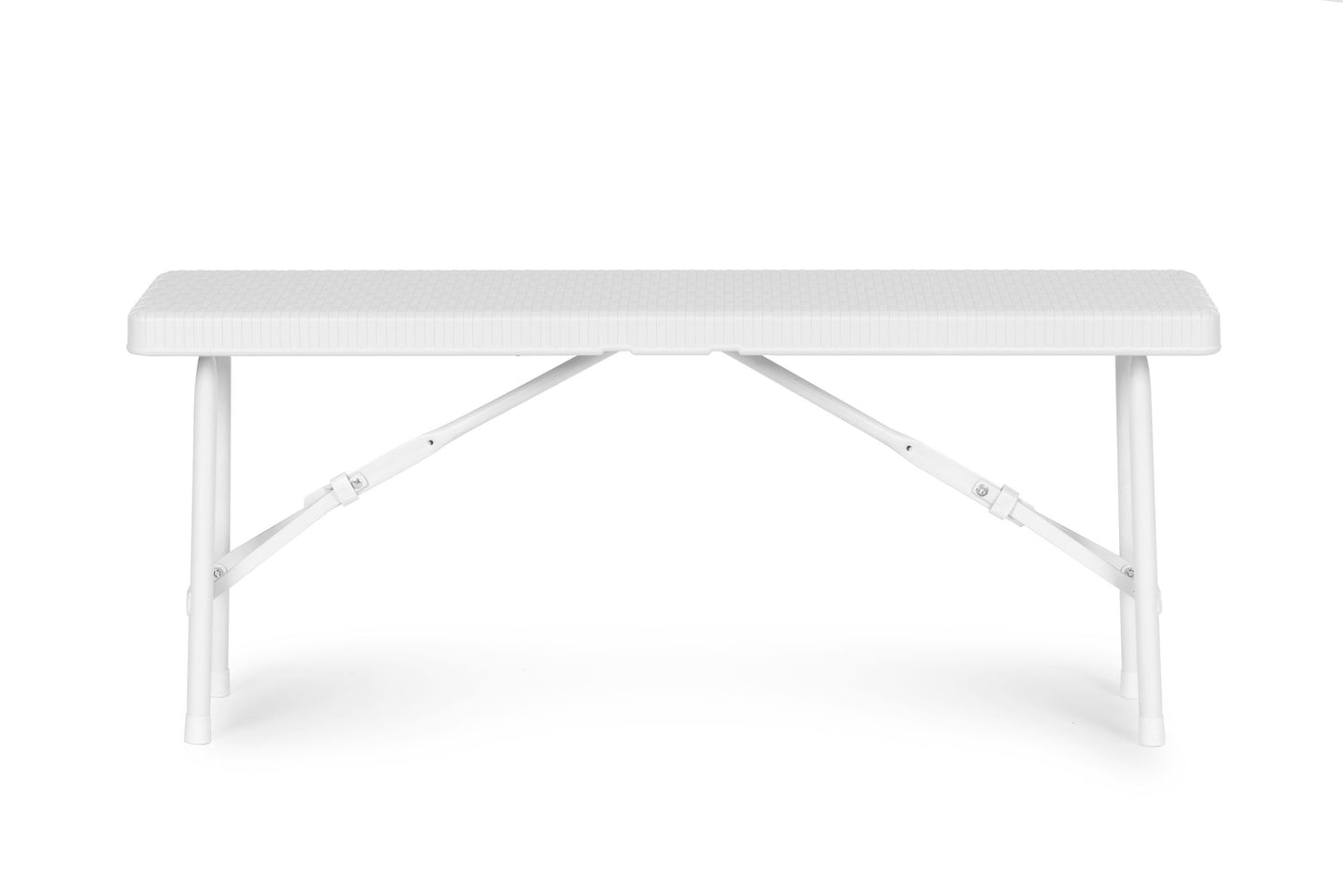 Catering set 120 cm table 2 benches banquet set - WHITE