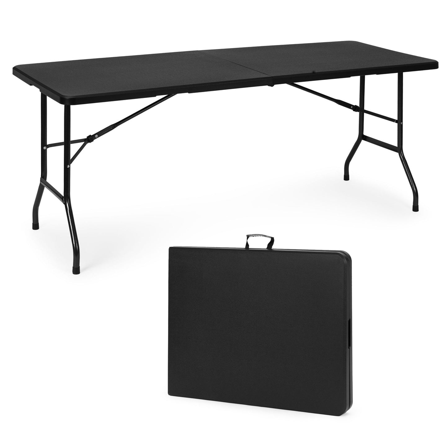 Catering table 180 cm, foldable into a suitcase, black, ModernHome