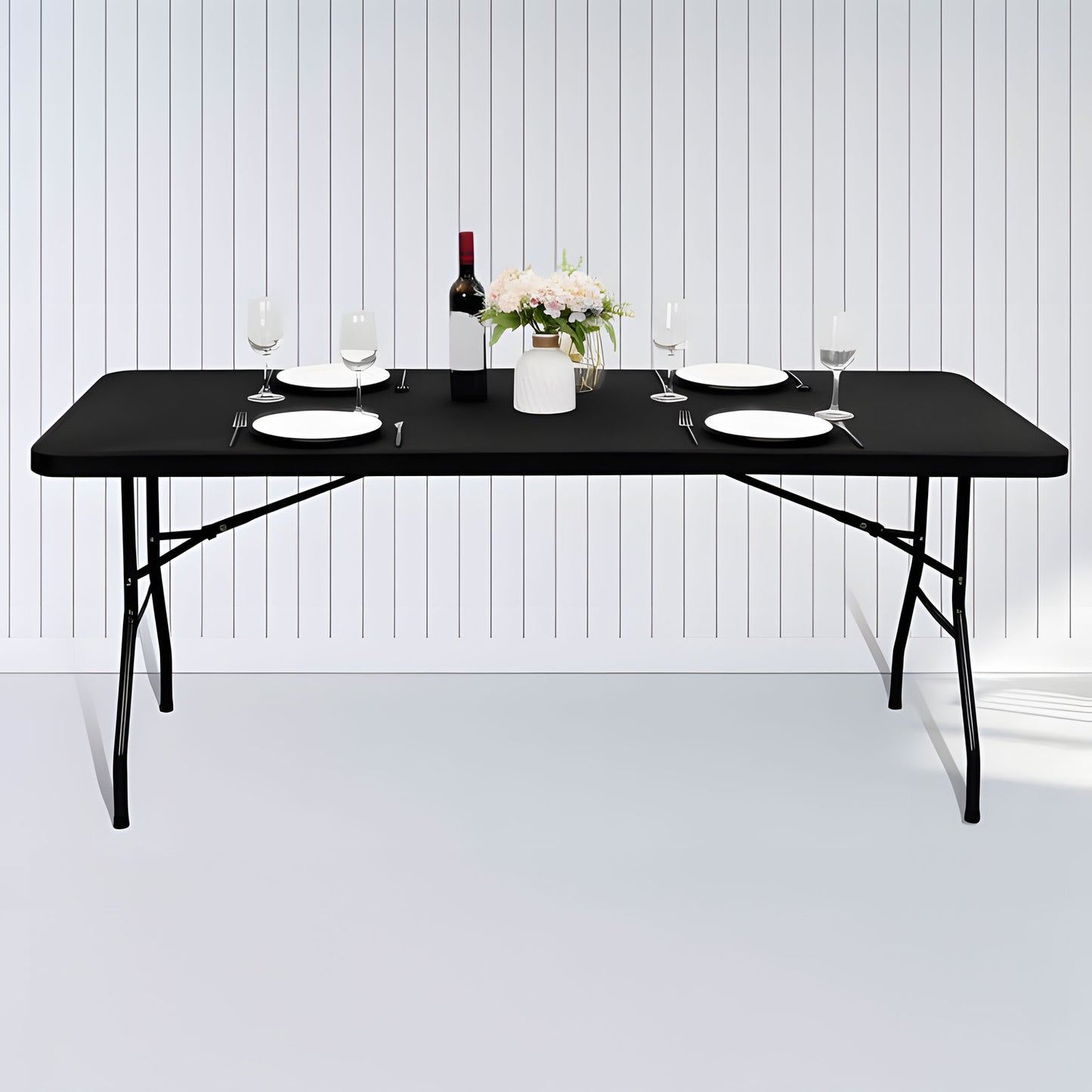 Catering table 180 cm, foldable into a suitcase, black, ModernHome