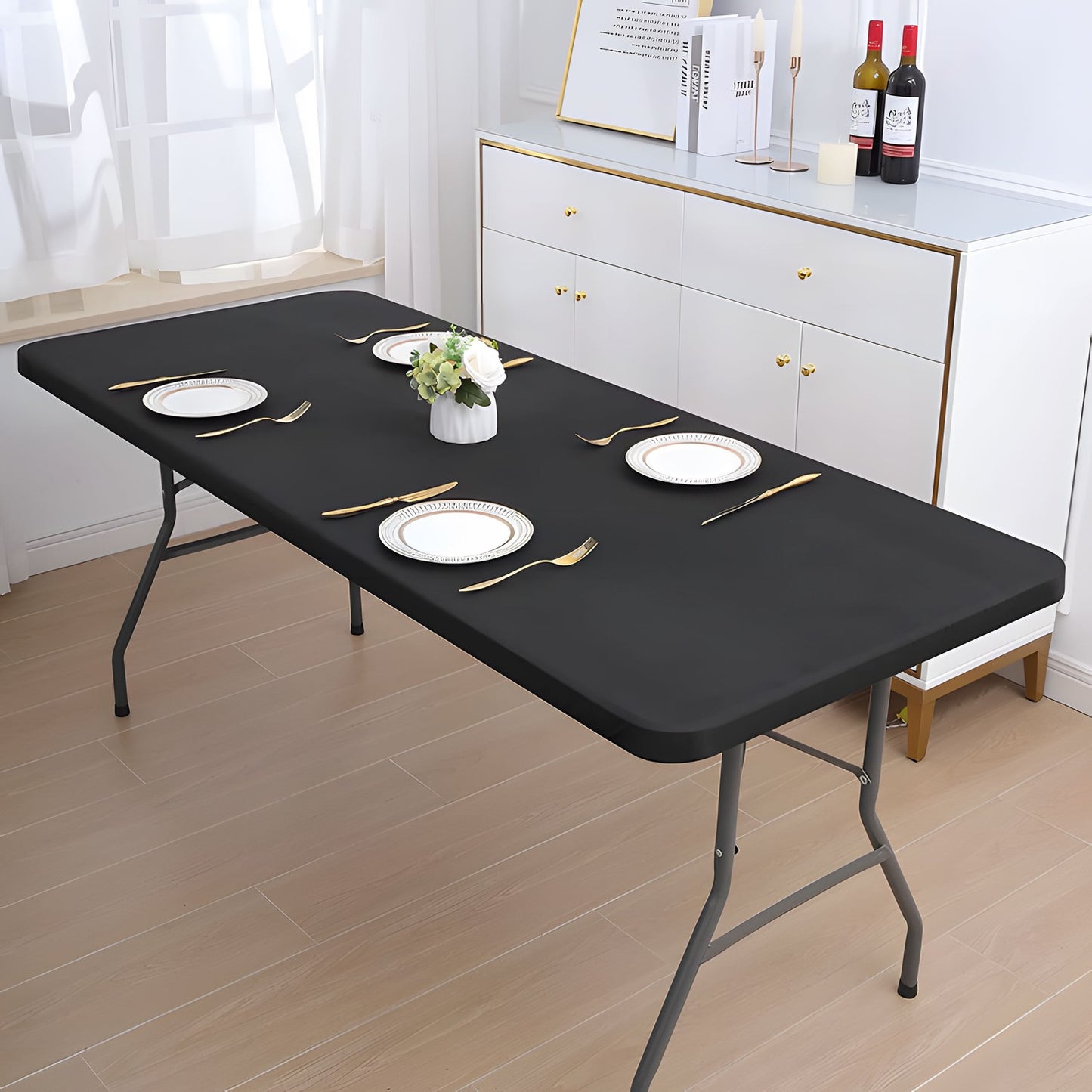 Catering table 180 cm, foldable into a suitcase, black, ModernHome