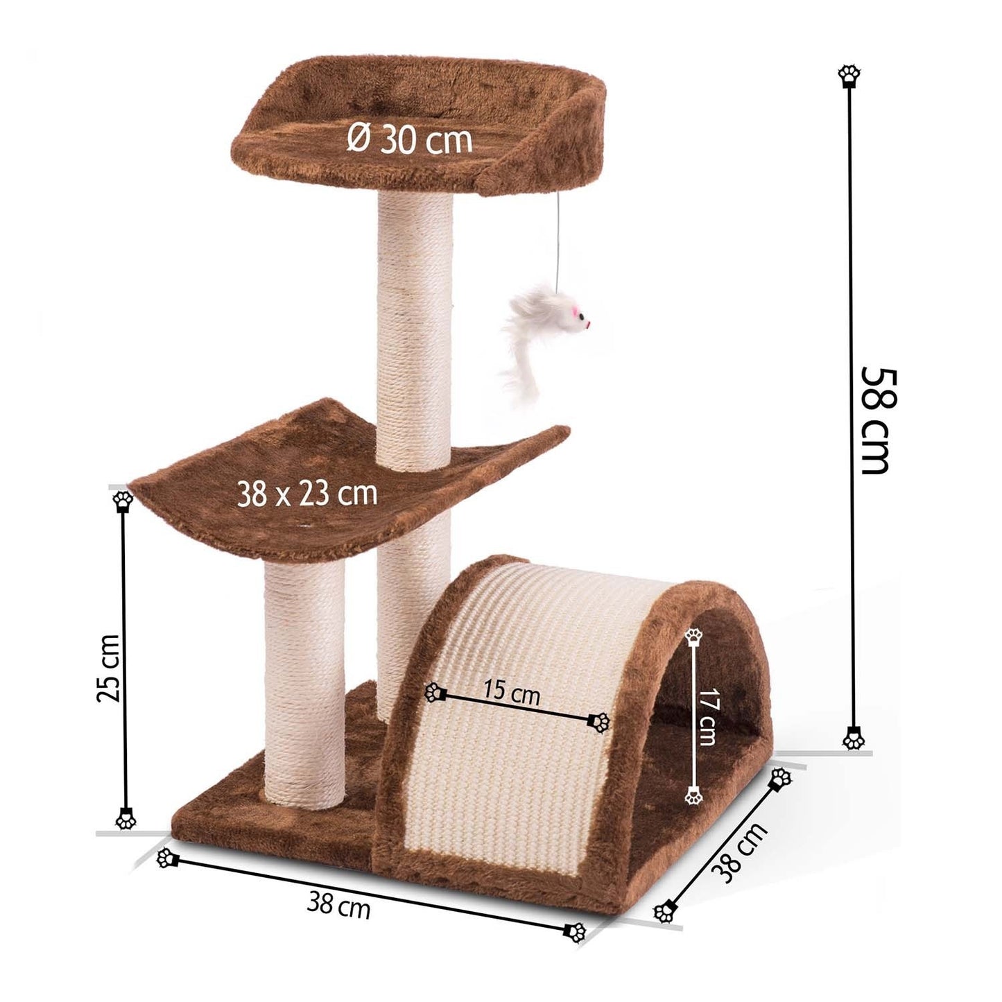 Cat house with scratching board, 58 cm, Brown – Pethaus DR-254