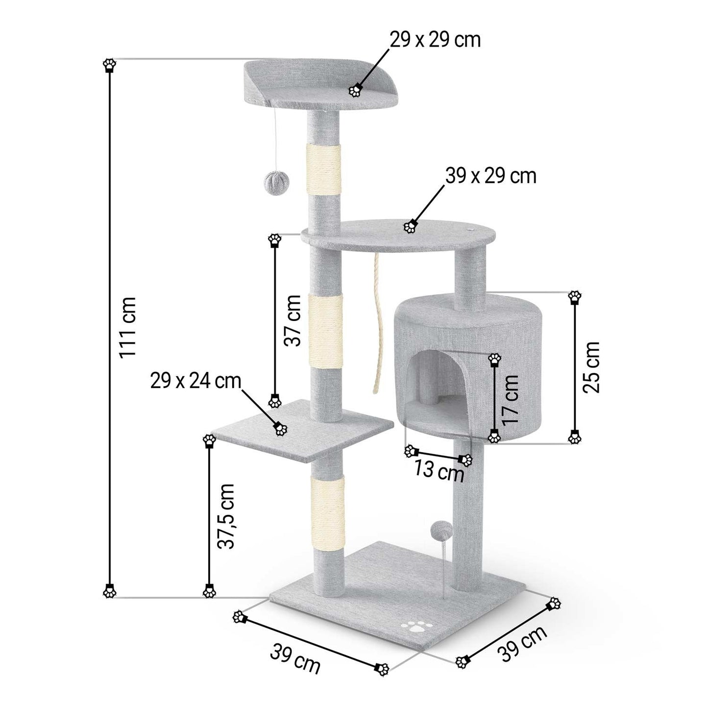 Cat scratcher 111 cm PH-005 Pethaus Grey