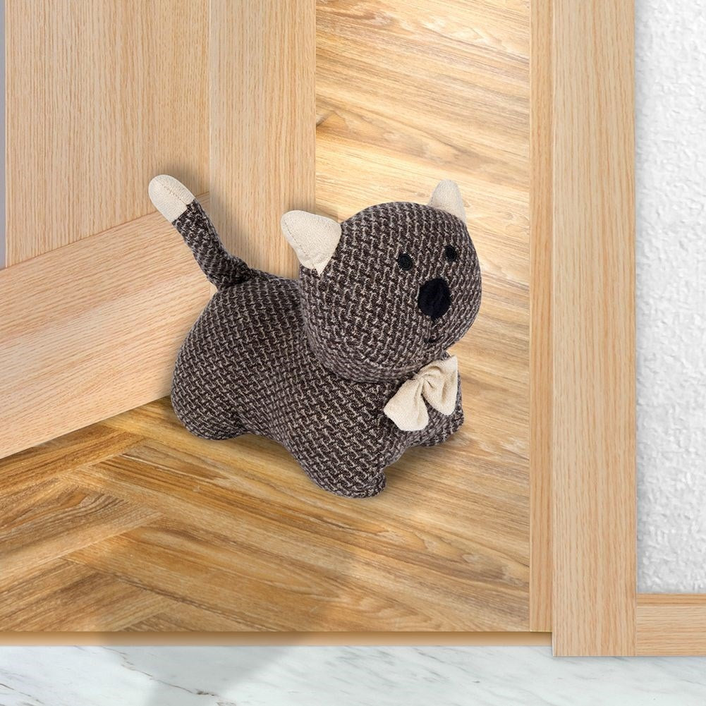 Cat-shaped door stop: Protects against slamming doors in children's rooms